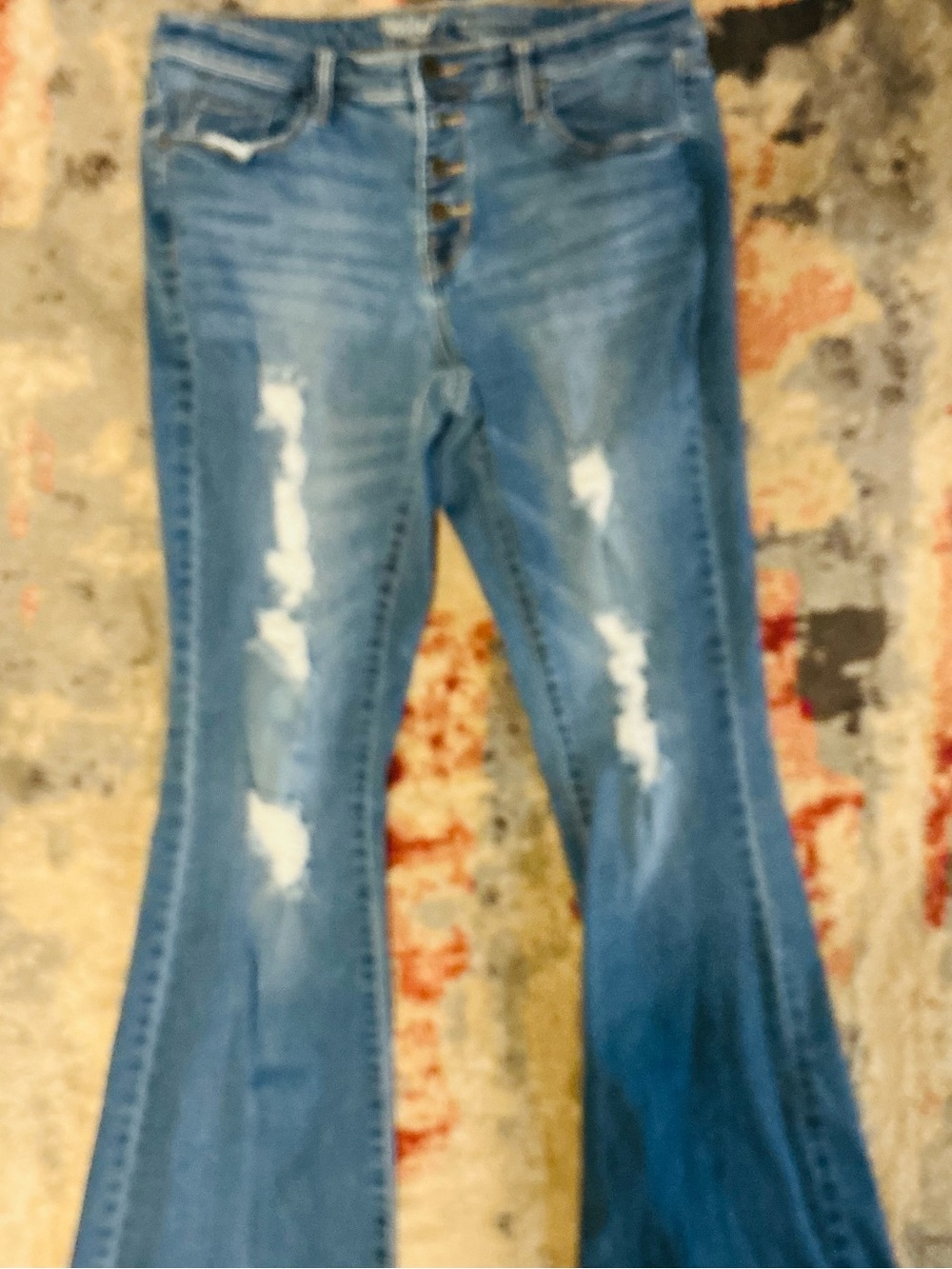 Mossimo Supply Co. Light Blue Distressed Flare Jeans